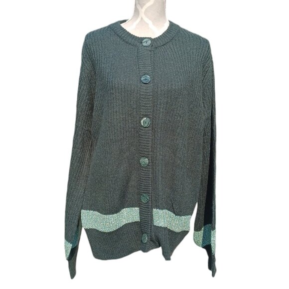 NEW WITH TAGS! Yest 8 Dark Forest Green Button Up Sweater (4454) - Picture 5 of 8